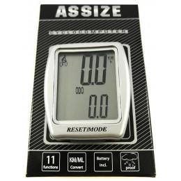 Велокомпьютер ASSIZE CB16-F20-013 11F, проводной, серебристый
