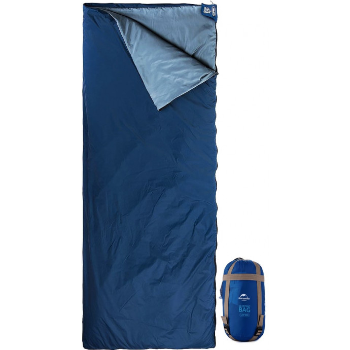 Спальный мешок одноместный, сверхлёгкий Naturehike Ultra light LW 180 NH15S003-D, (20°C), p-p M, левый, голубой