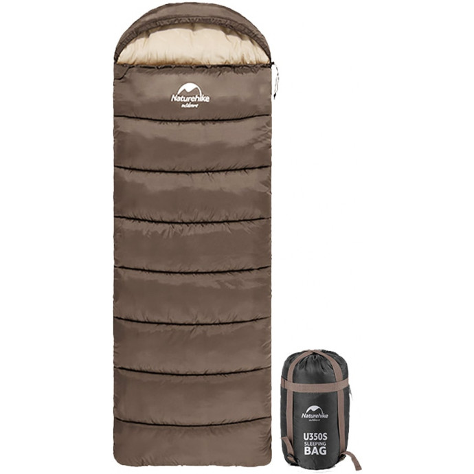 Спальный мешок одноместный с капюшоном, Naturehike U350 NH20MSD07, (1°C), правый, коричневый