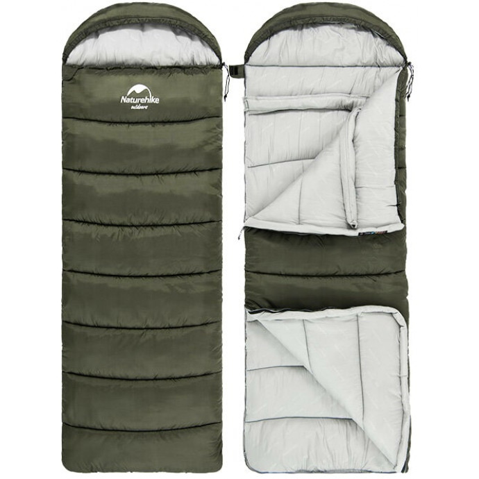 Спальний мішок одномісний з капюшоном, Naturehike U350 NH20MSD07, (1°C), правий, зелений