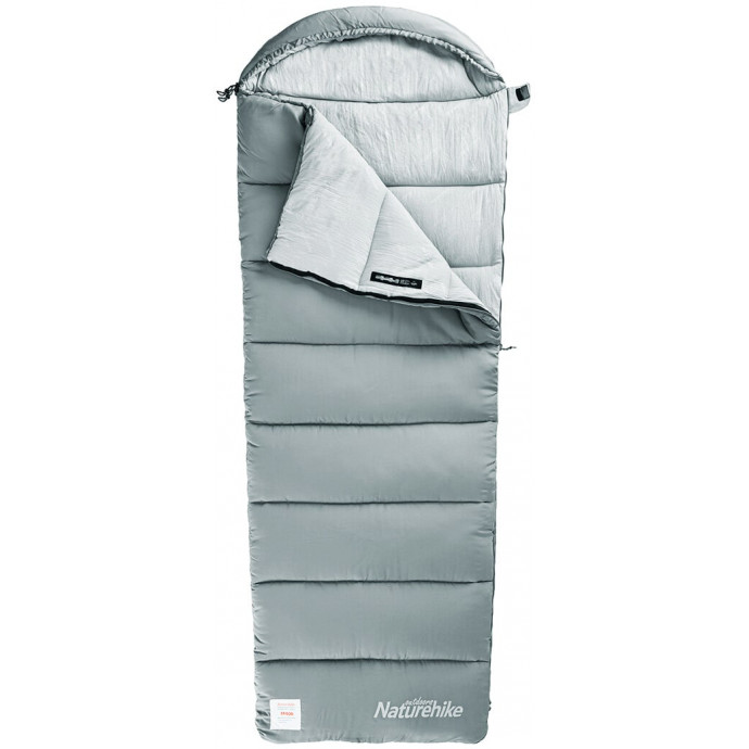 Спальный мешок одноместный с капюшоном, Naturehike M400 NH20MSD02, (1°C), правый, серый