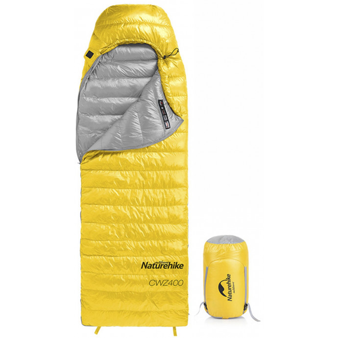 Спальний мішок одномісний з капюшоном, Naturehike CWZ400 NH19W400-Z, (7°C), p-р L, жовтий