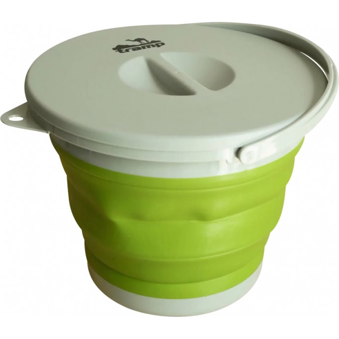 Ведро складное силиконовое Tramp TRC-127-olive с крышкой, 5 литров, Оливковый