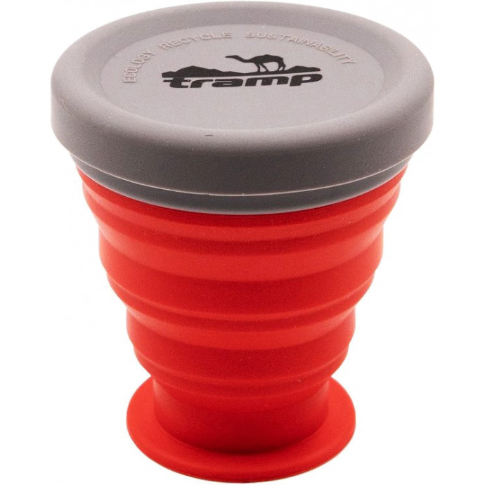 Стакан складной Tramp TRC-126-terracota, 200 мл, силиконовый с крышкой, Терракотовый