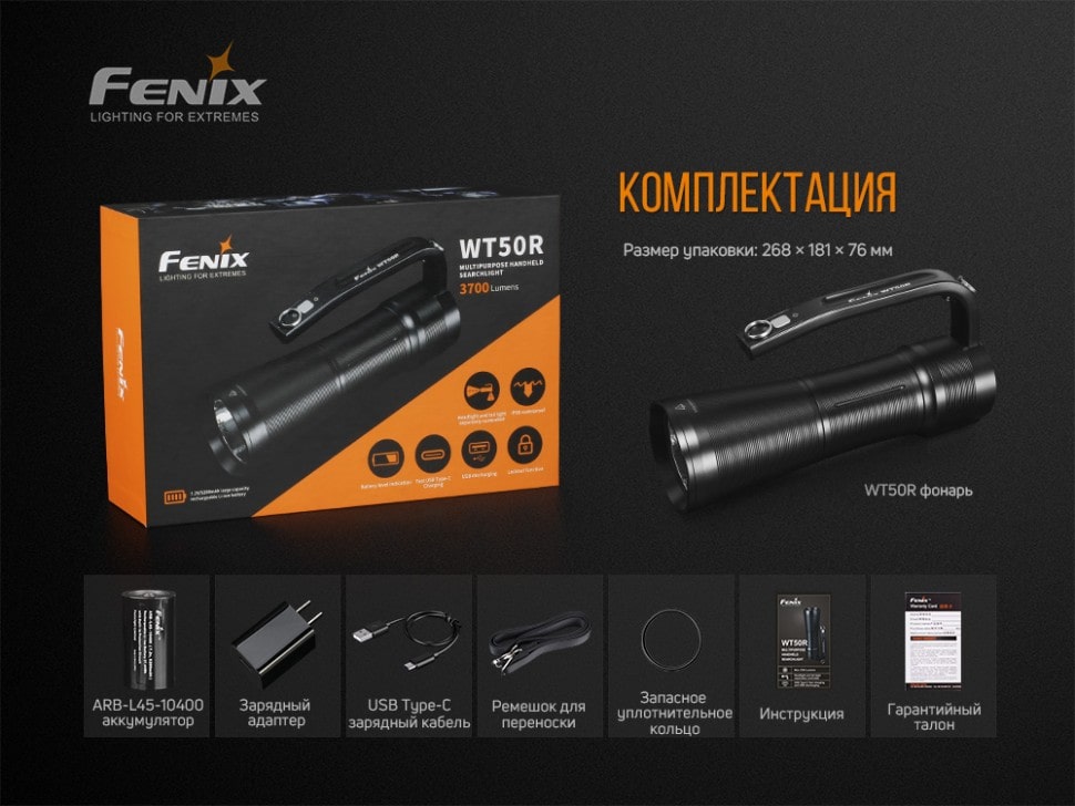Ліхтар Fenix WT50R, 3700 люмен Ліхтар Fenix WT50R, 3700 люмен