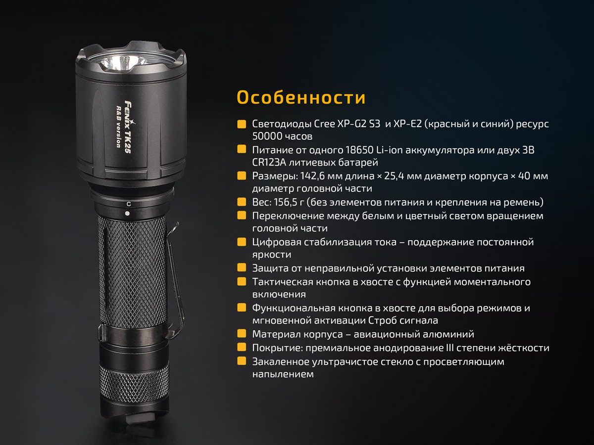 Фонарь Fenix TK25 R&B XP-G2 (S3), 1000 люмен