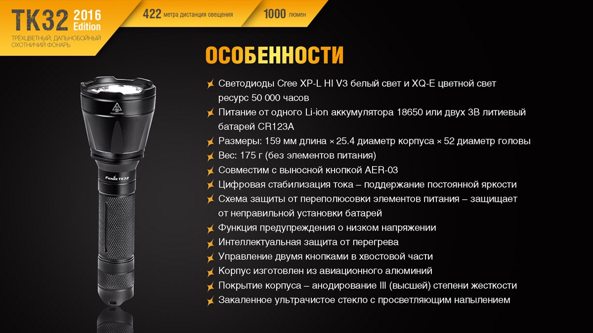 Ліхтар Fenix TK32 Cree XP-L HI V3 2016 Edition, 1000 люмен Ліхтар Fenix TK32 Cree XP-L HI V3 2016 Edition, 1000 люмен