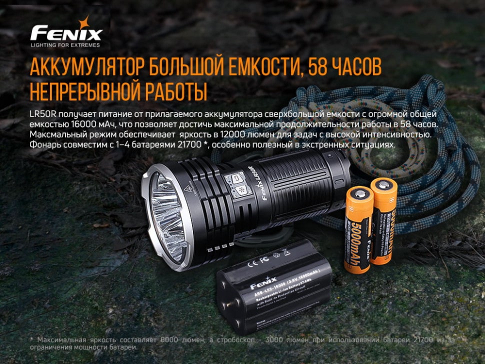 Ліхтар Fenix LR50R Luminus SST70, 12000 люмен Ліхтар Fenix LR50R Luminus SST70, 12000 люмен